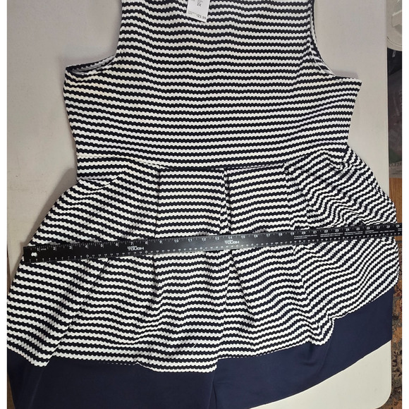 Rue21 Dress Women's 2X Navy White Striped Half Front Zip Sleeveless Ruffles NWT - Picture 11 of 15